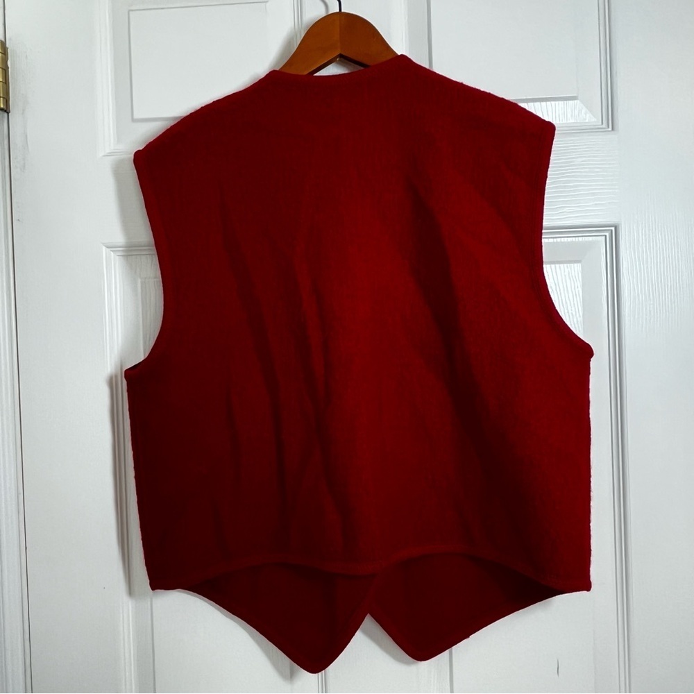 Vintage Lisa International Red Animal Print Boiled Wool Vest Size XL - Picture 2 of 7